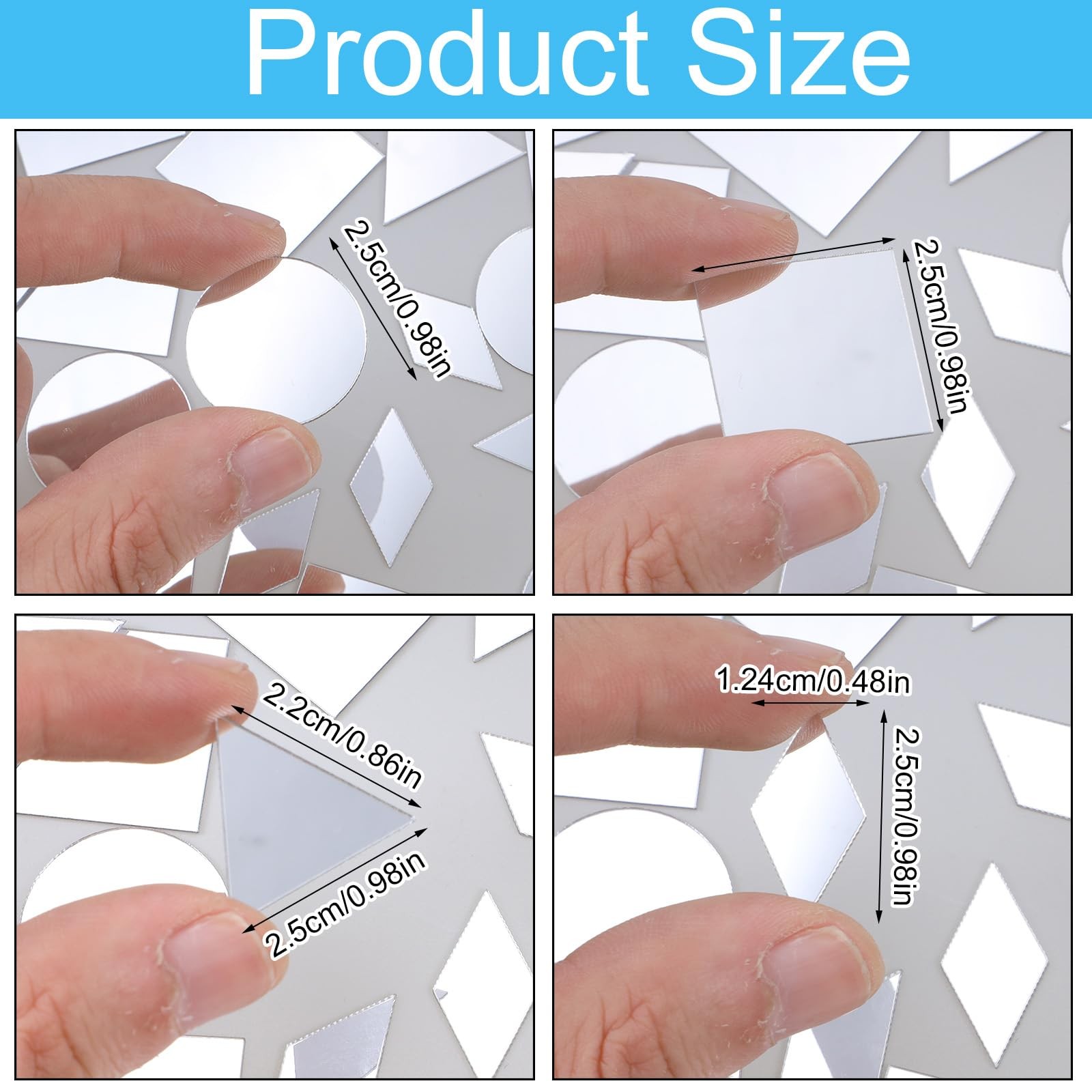 Small Mirrors for Crafts, 120Pcs 4 Shapes Mini Mirror Pieces for Crafts Self …