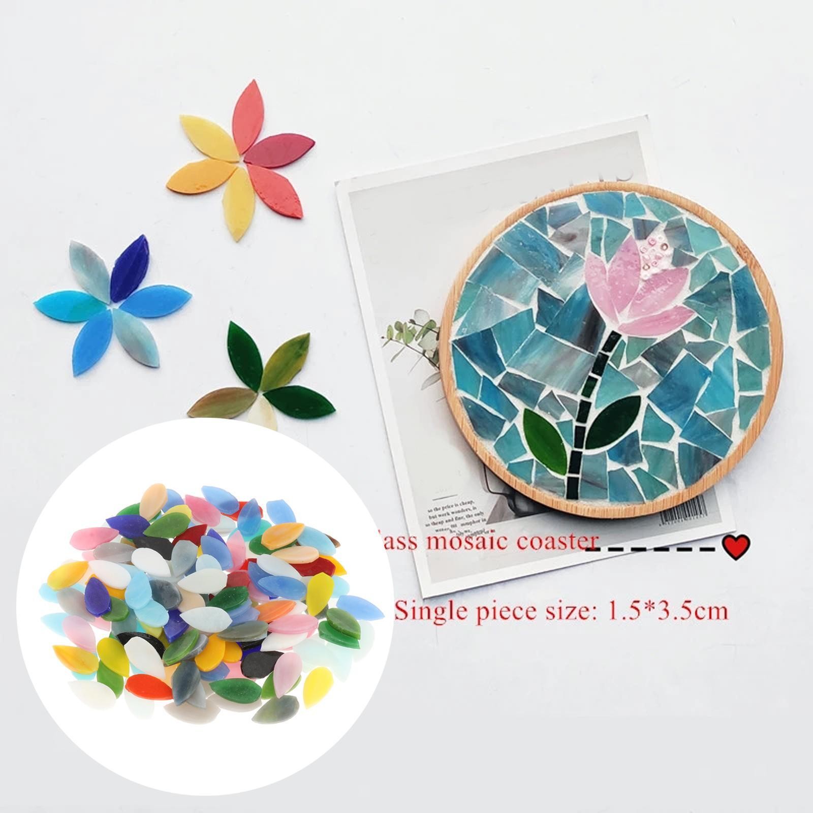 150 Pcs Assorted Water Mosaic Tiles Flower Leaves Decoration