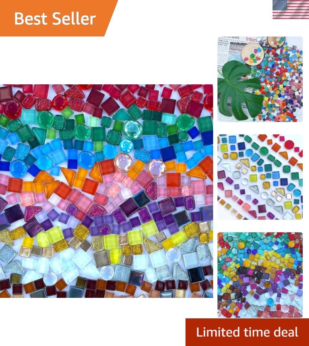 Dazzling 1.1LB Assorted Crystal Mosaic Tiles – Perfect for Unique Craft Projects