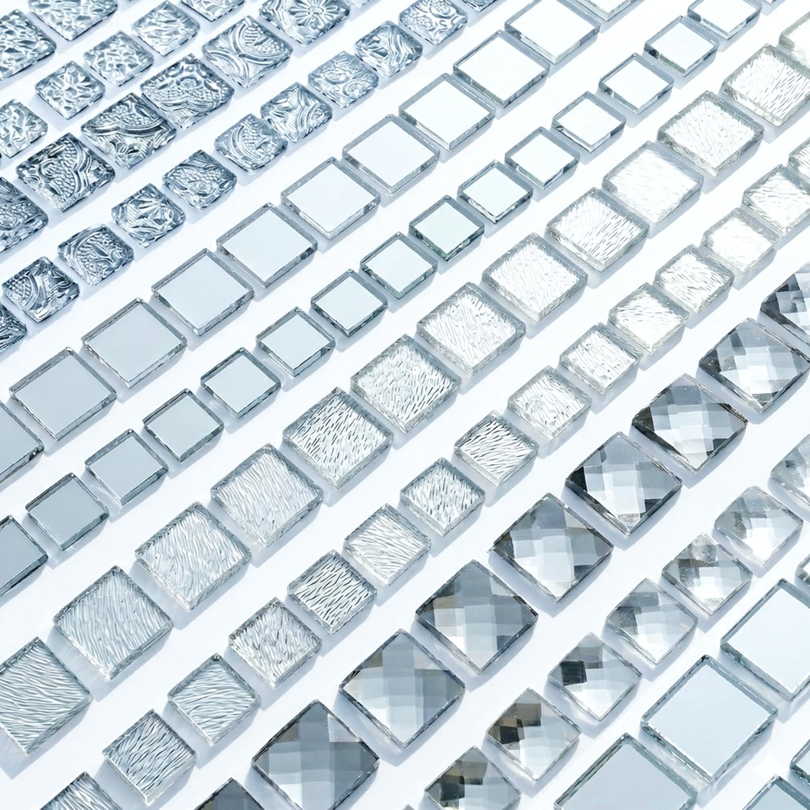 CHICSHIS 500g Glass Mirror Tiles for DIY, Assorted Textured Tiles for Stained…