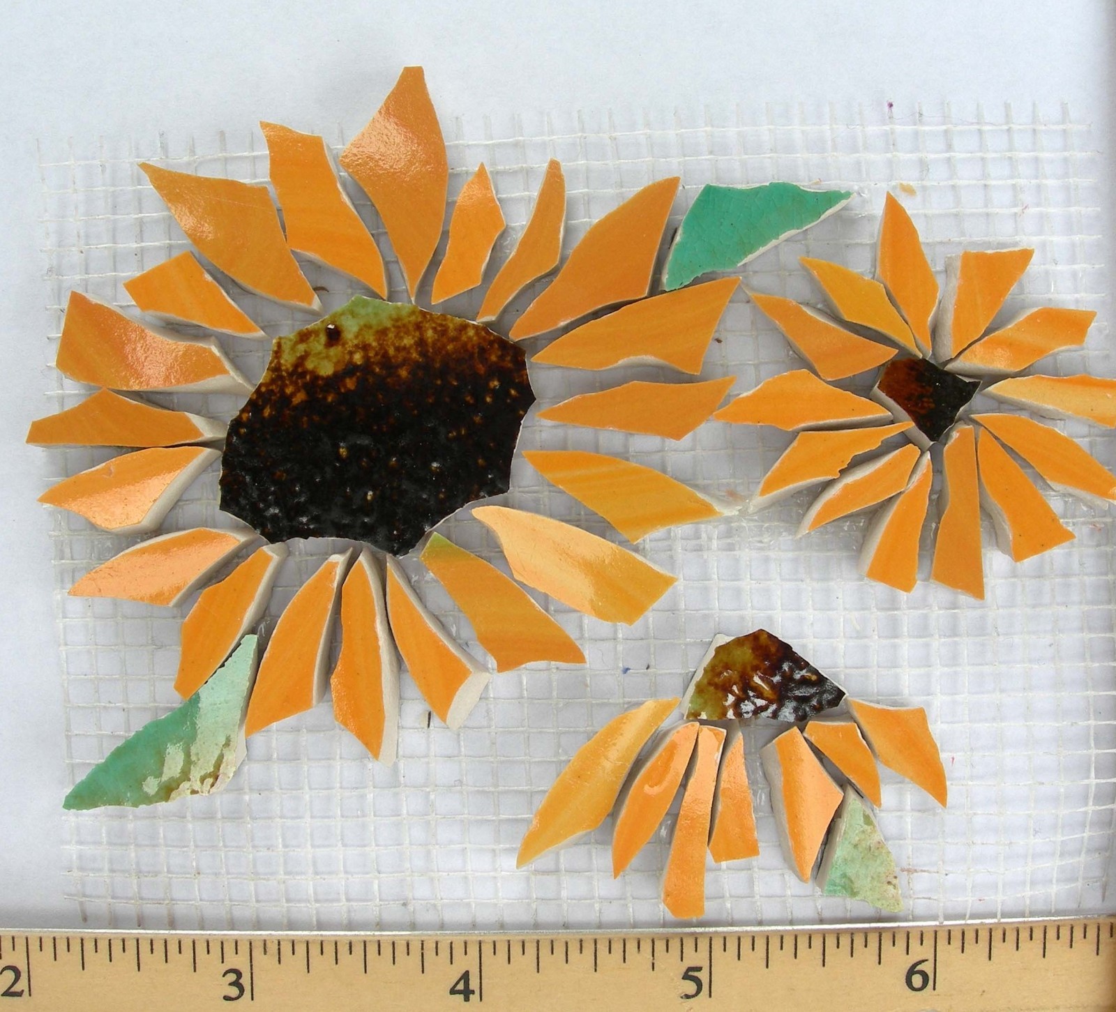 Sunflowers Broken Cut Mosaic Tile Set – Mesh Mounted Floral Accent Tile