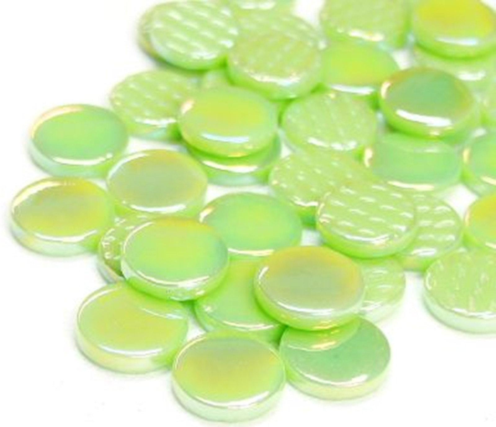 Pearlized Mint Green 18 mm Glossy Round Glass Mosaic Tile Pieces 25 tile