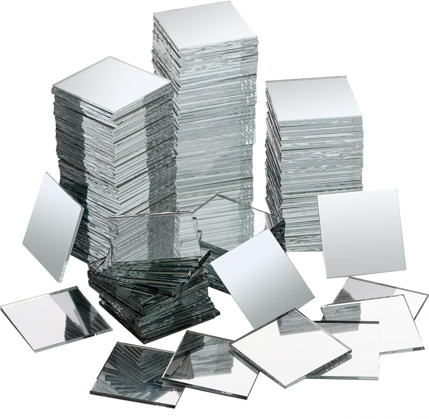 Suwimut 200 Pieces Glass Mirror Tiles for Crafts, 1 Inch Small Square Glass Mirr