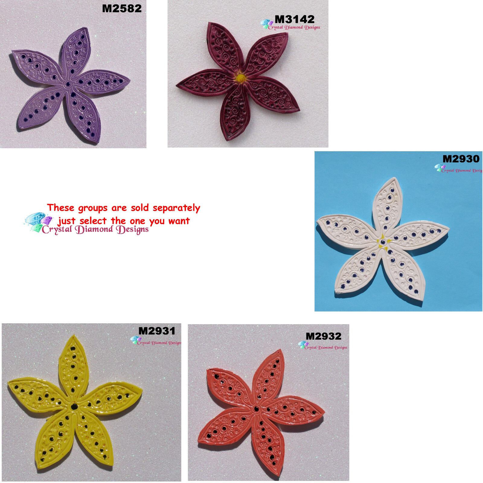 FLOWER – FLOWERS – HANDMADE, CERAMIC MOSAIC TILES ( Pick you Flower ) #3