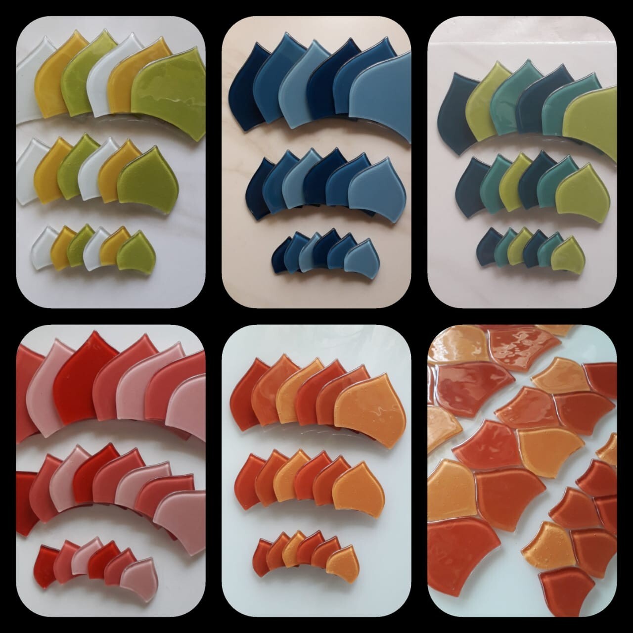 Mosaic Glass Tiles for crafts. MANDALA 30PCS. 3 Sizes. 11 colors. PREMIUN QLT.