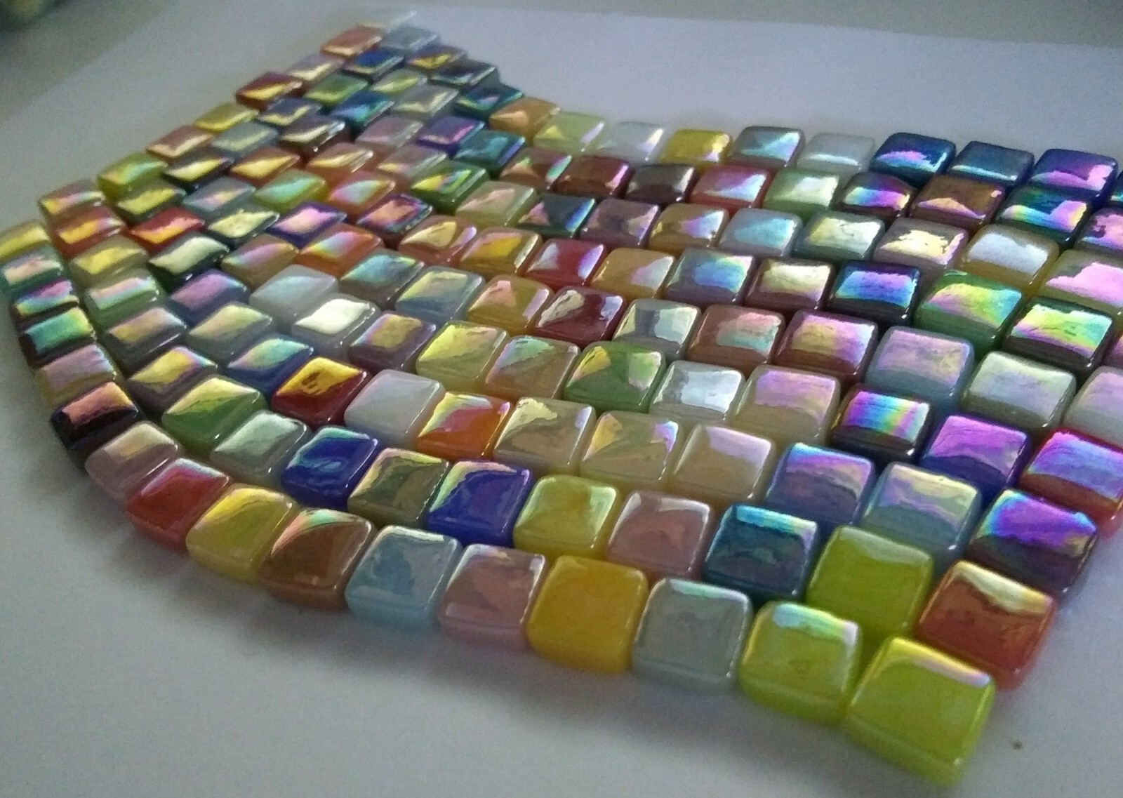 100 – 8 mm Iridescent Recycled Mixed Colors Glass Mosaic Tiles – Art and Crafts