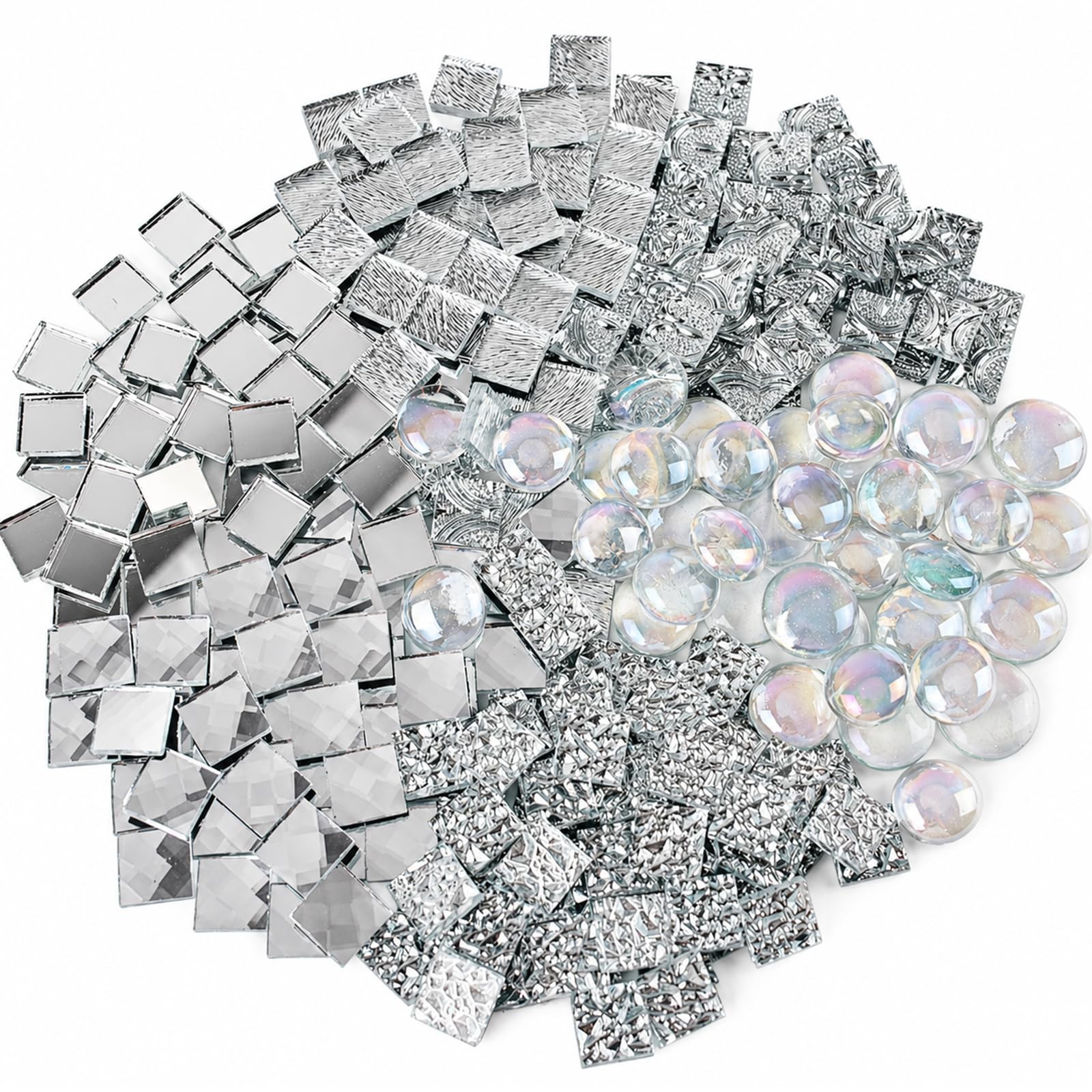 CHICSHIS 500g Glass Mirror Tiles for DIY, Assorted Textured Tiles for Stained…