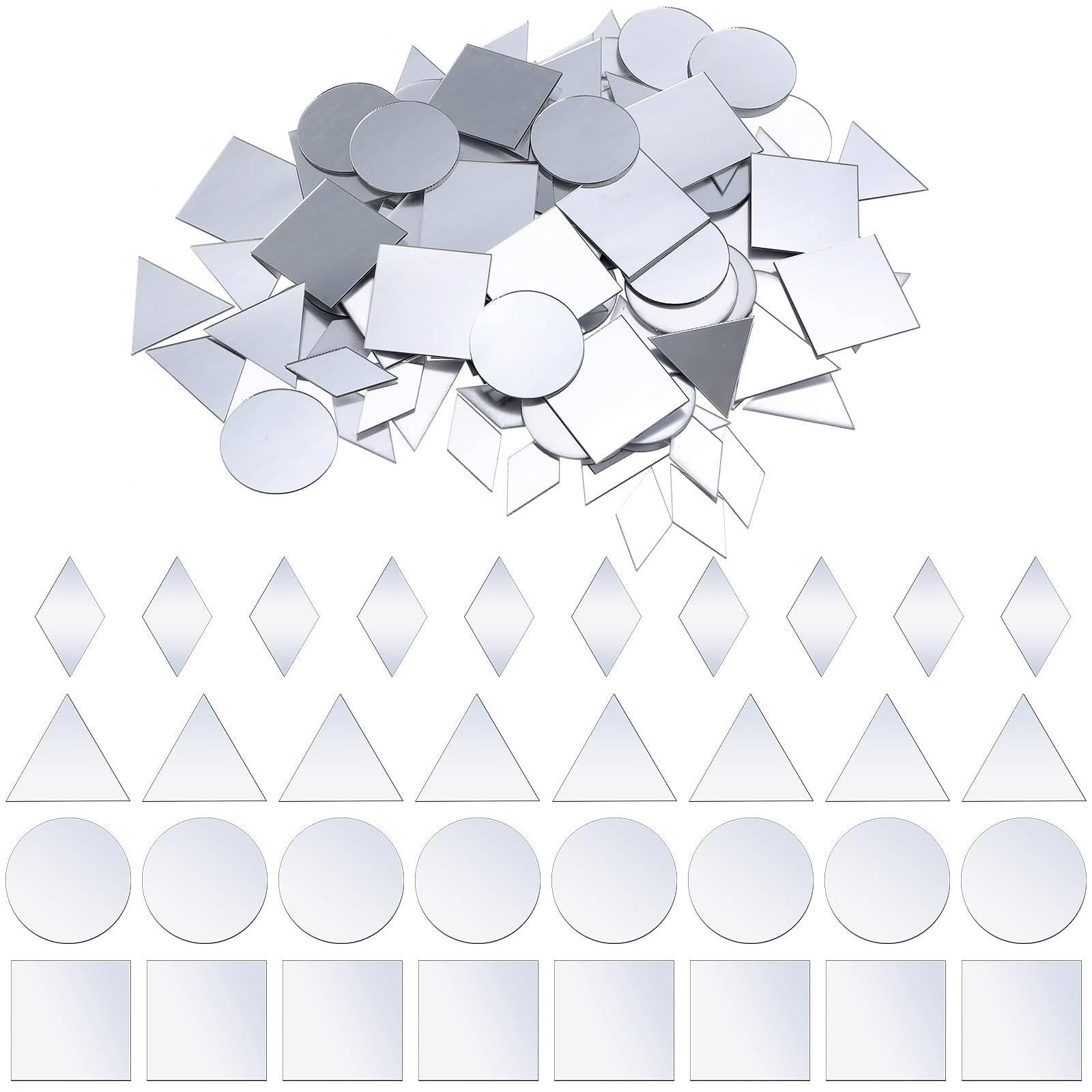 Small Mirrors for Crafts, 120Pcs 4 Shapes Mini Mirror Pieces for Crafts Self …