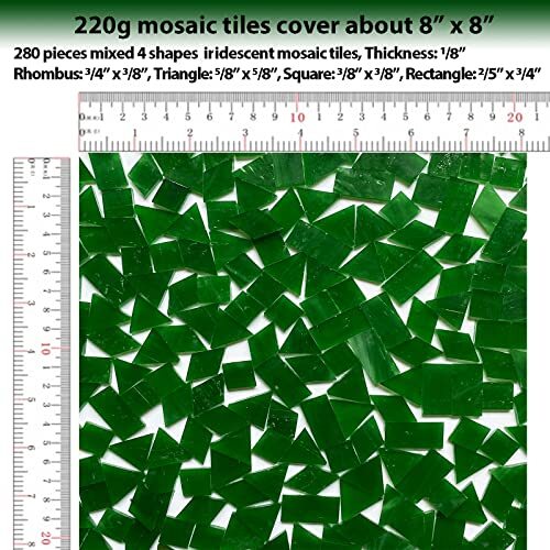 280 Pcs Iridescent Mosaic Tiles for Crafts Projects Stained Glass Sheets