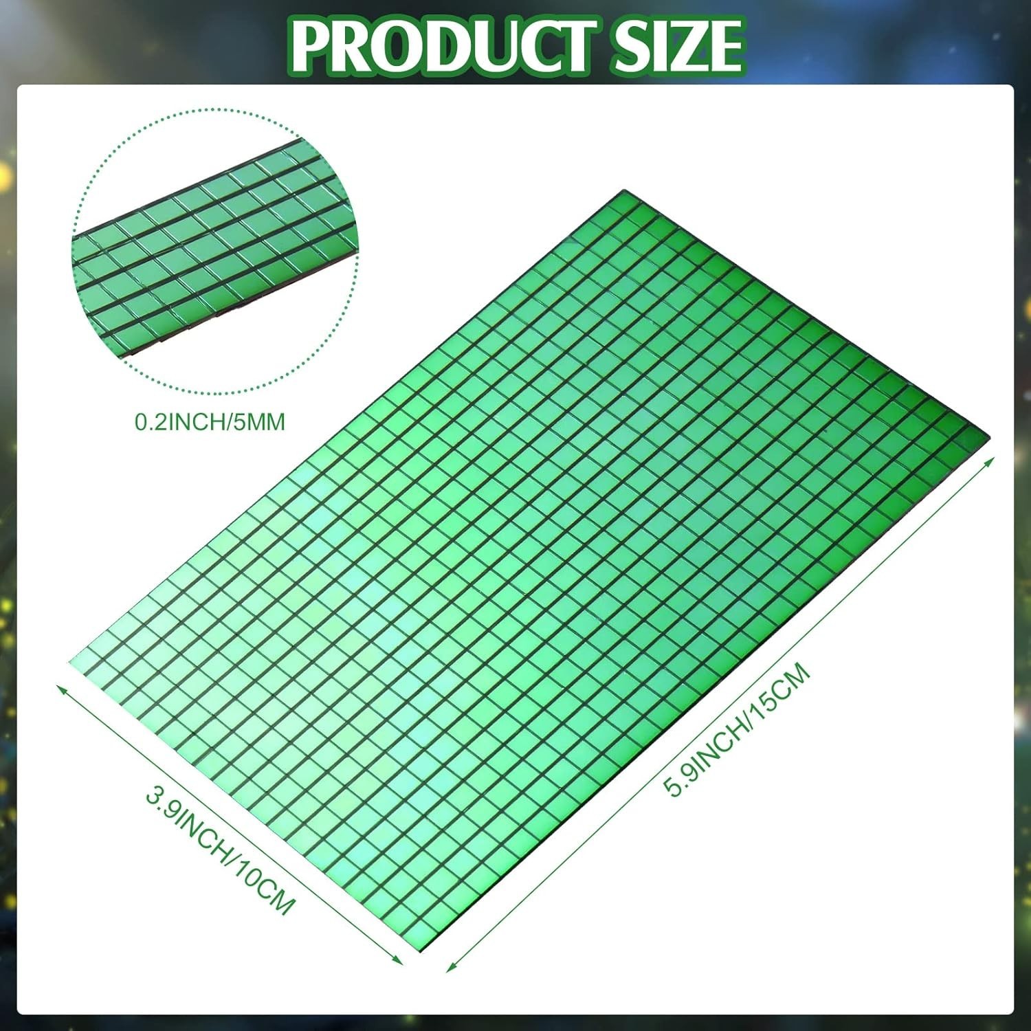 Glass Mosaic Mirror Tiles – 7200 Self-Adhesive Green Squares for Elegant Crafts
