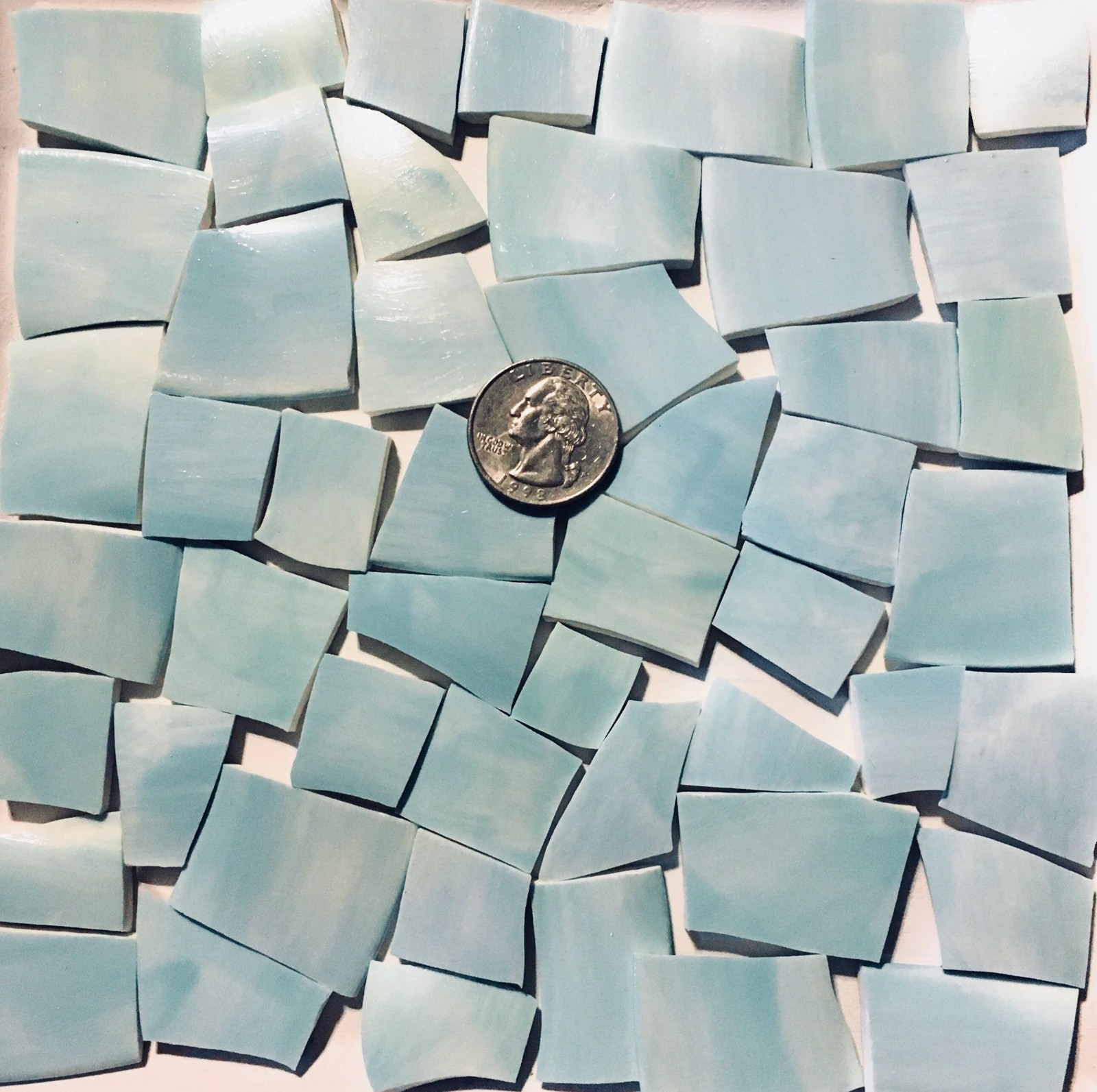 Mosaic Craft Supply HP Hand Painted Broken China Tiles ~ Pale Blue HP51