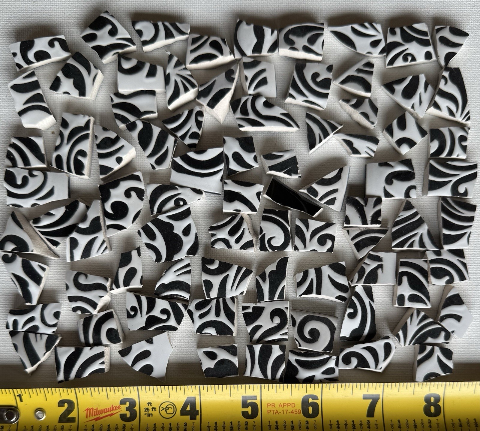 80 Hand Cut Scroll Line Deco Mosaic Tile China Black & White Mosaic Zebra Tiles