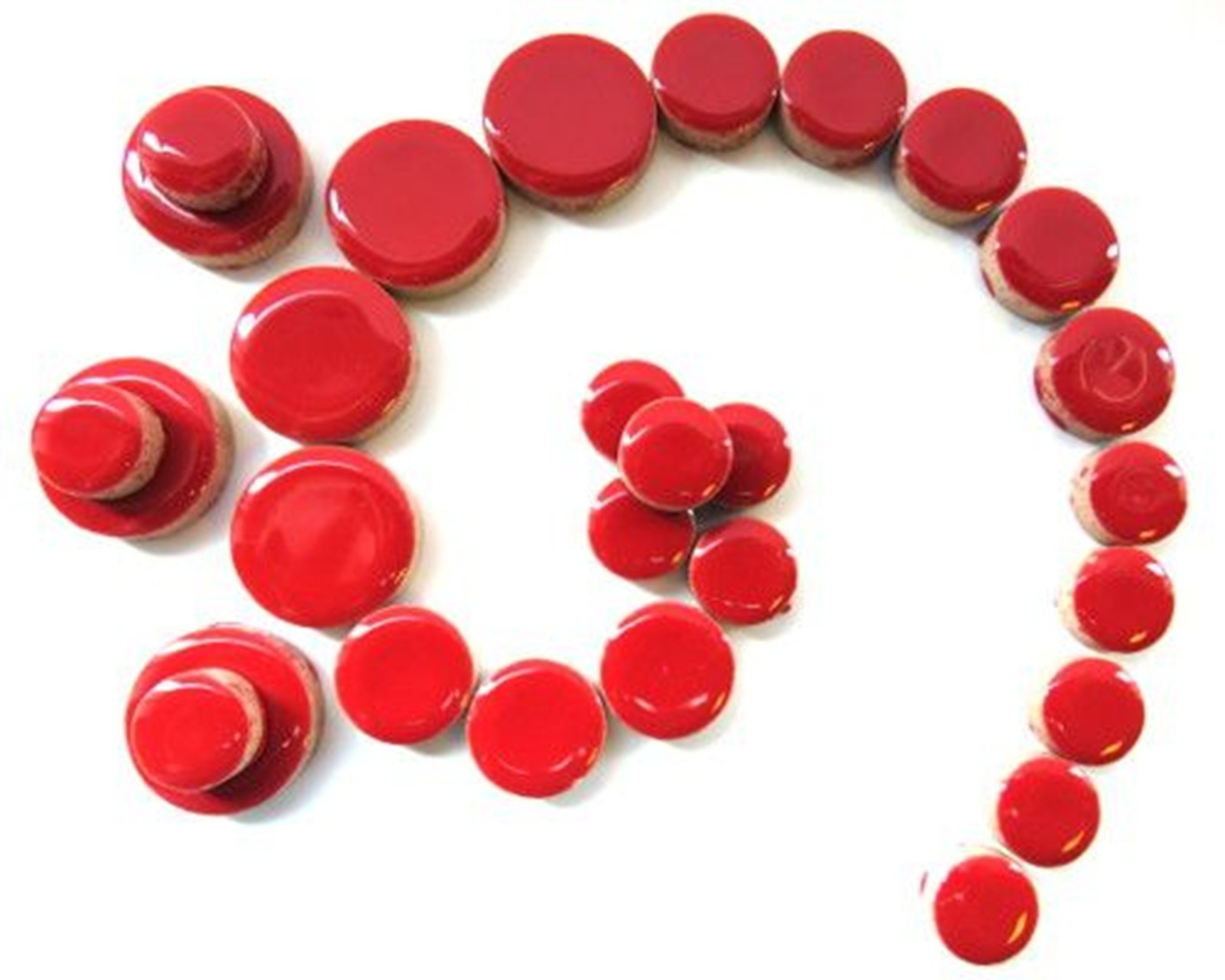 Poppy Red Round Ceramic Mosaic Tile Pieces – 25 Tiles – Mixed Sizes