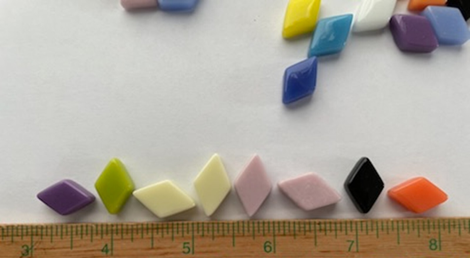 50 Diamond Shaped Glass Mosaic Tile Pieces -Mixed Assorted Colors -12 MM X 19 MM
