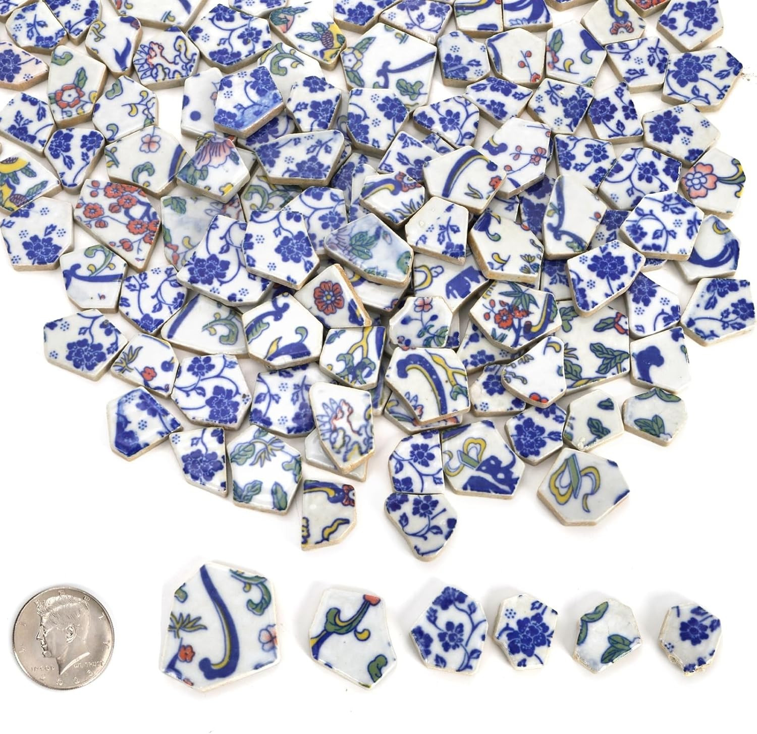 Ceramic Mosaic Tiles, 2.2 Lb Irregular Glazed Mosaic Pieces for DIY Crafts, Blue