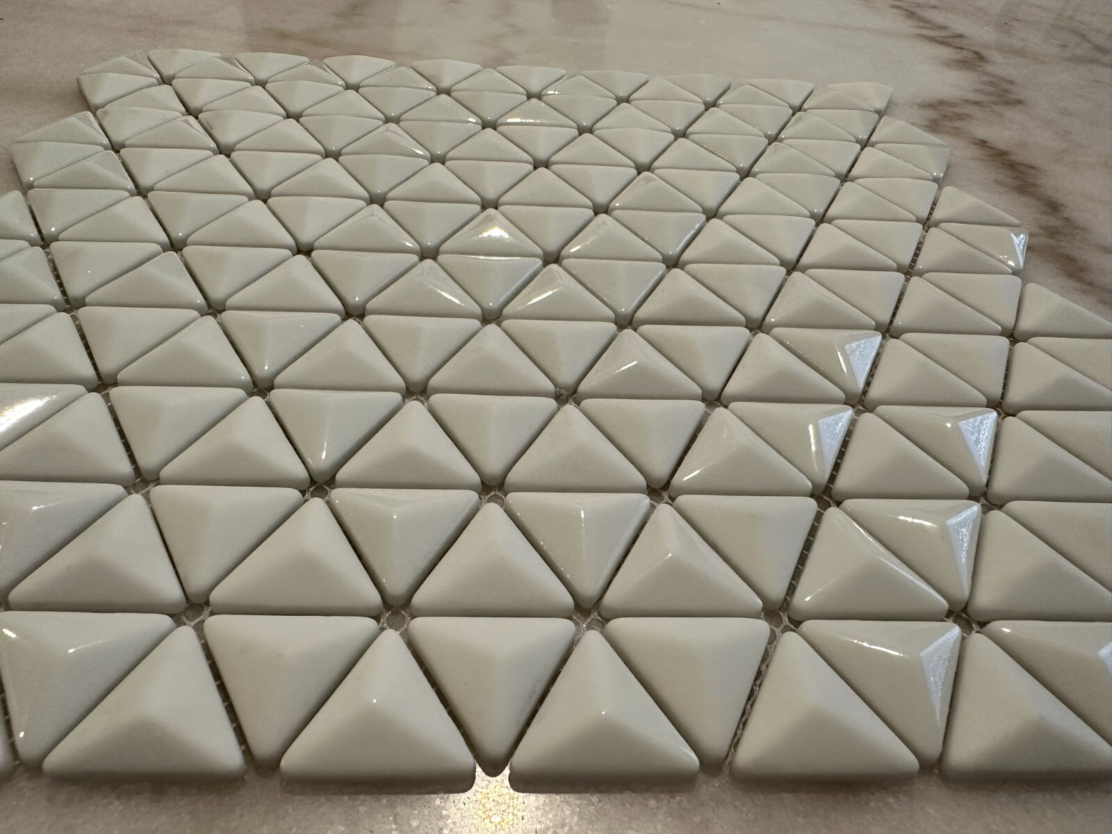 White 3D Triangle Matte and Glossy Mix Glass Mosaic