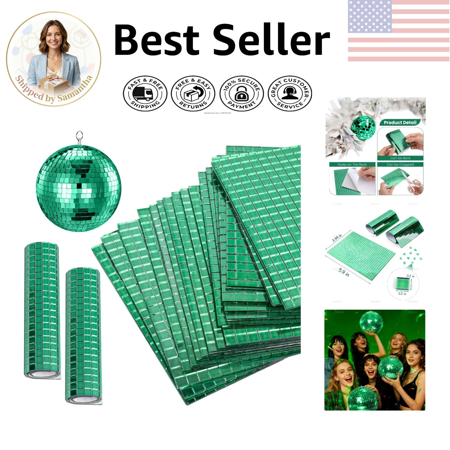 18 Pack Self-Adhesive Glass Mirror Mosaic Wall Tiles – Modern DIY Elegance
