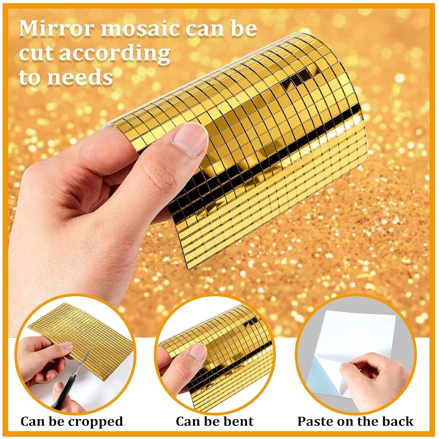 3600 Pieces Mirrors Mosaic Disco Ball Mirror Tiles Self-Adhesive Real Square Gla