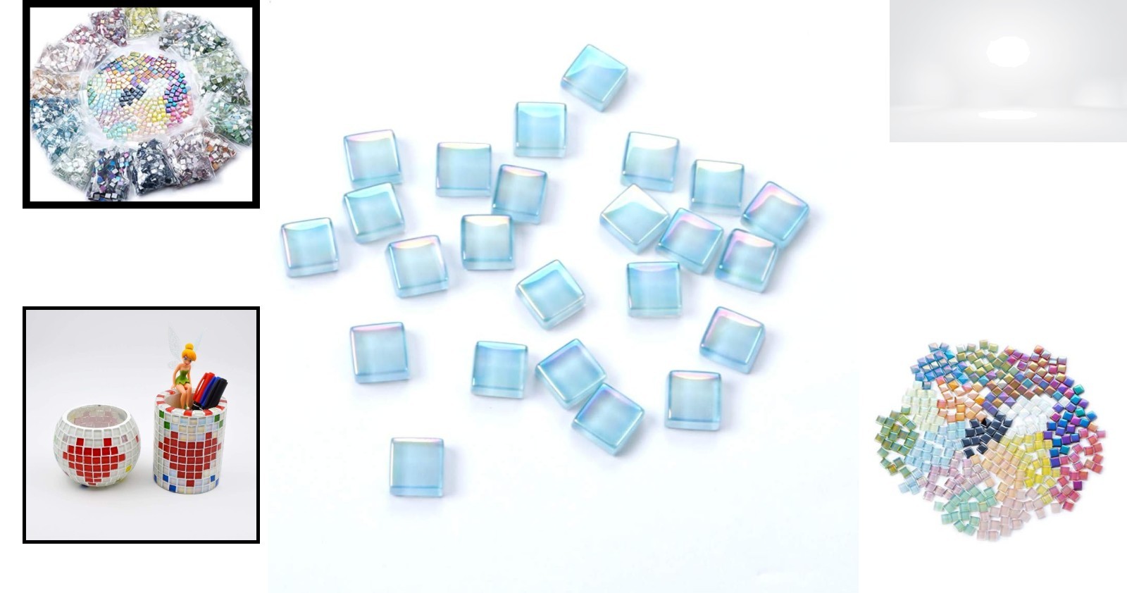 Glass Mosaic Tiles 1x1cm Sky Blue Square 200pcs for DIY Crafts Home Decoration