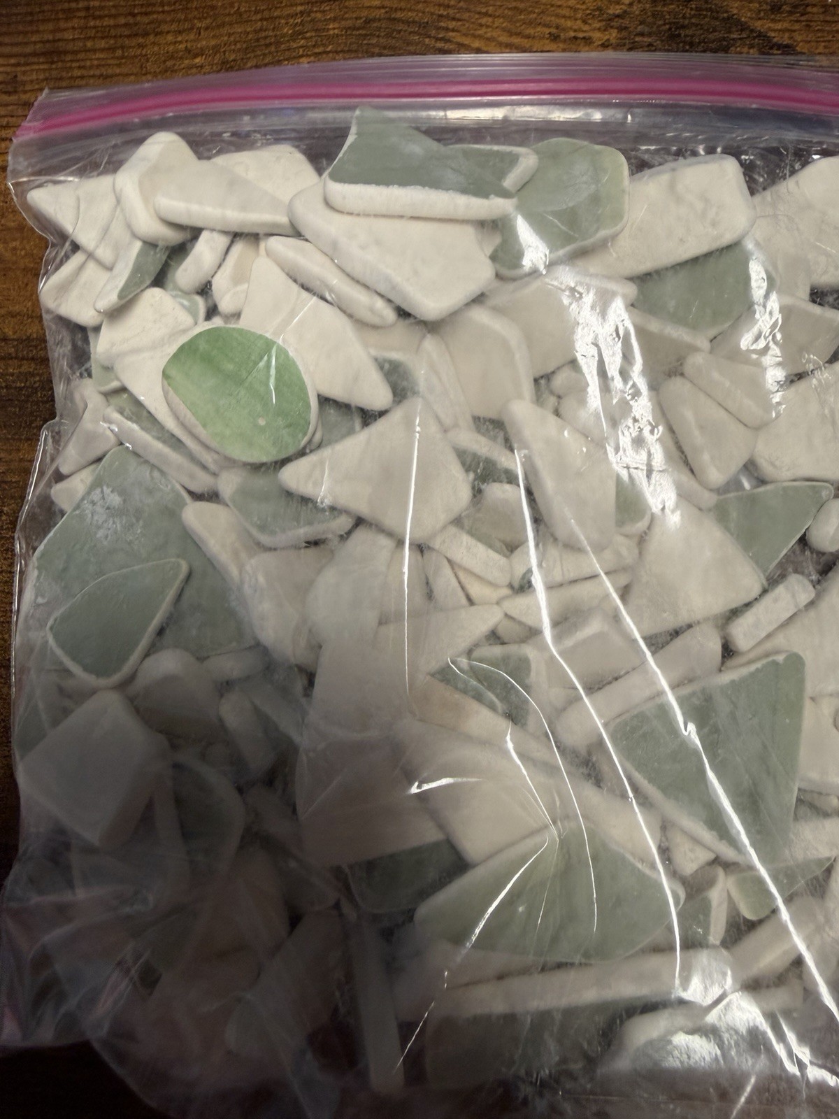 Tumbled Broken Faux Sea Pottery Pieces Multi Sizes Mosaic Art 4 Lbs Green White