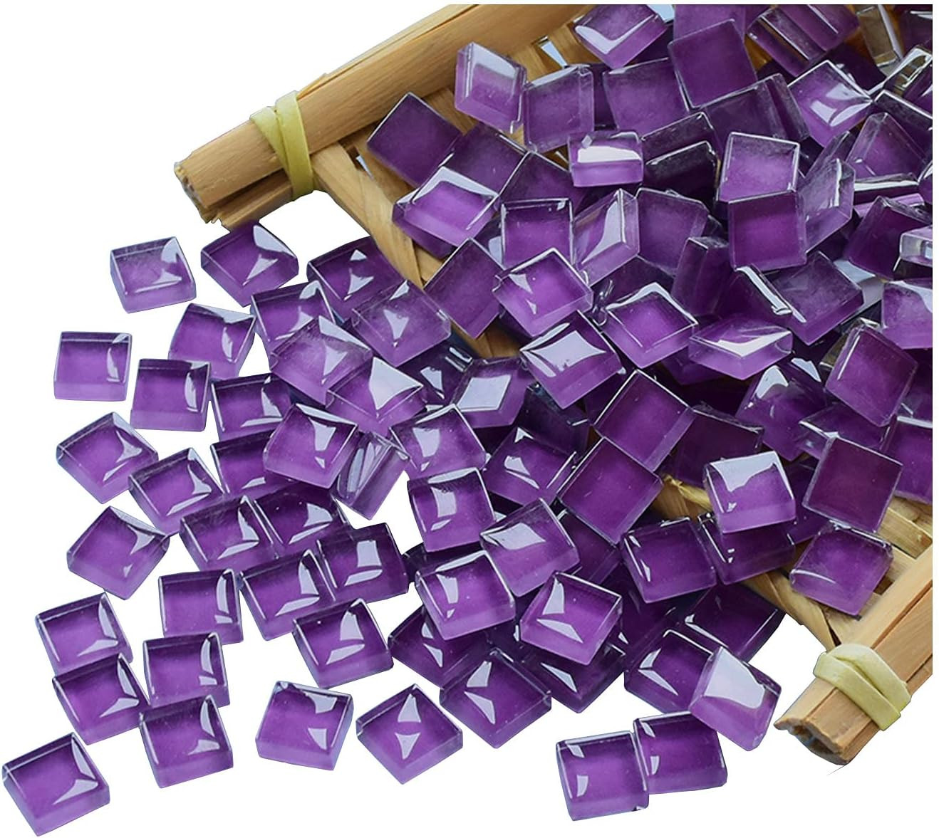 Mosaic Tiles Squares Deep Purple Crystal Mosaic Glass Tile for Crafts Bulk DIY P