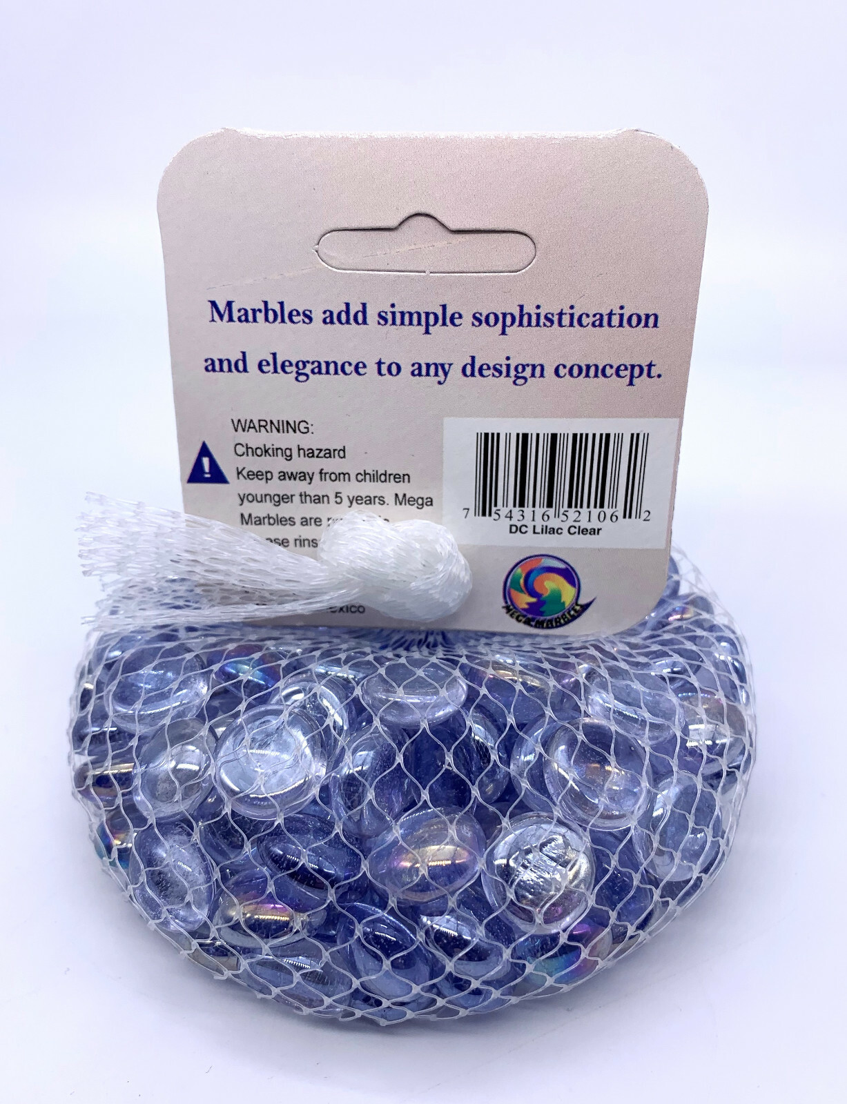 Bulk Case 24 Net Bags Mega Marbles 1/2″ Small Round DC Lilac Flat Glass Gems