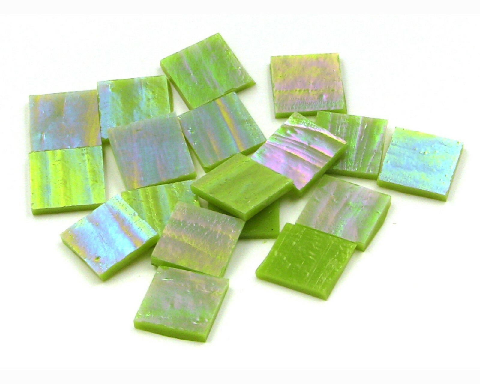 Lime Green Opal Iridescent Border Rectangle | Fusible 96 | Mosaic Tile Shape