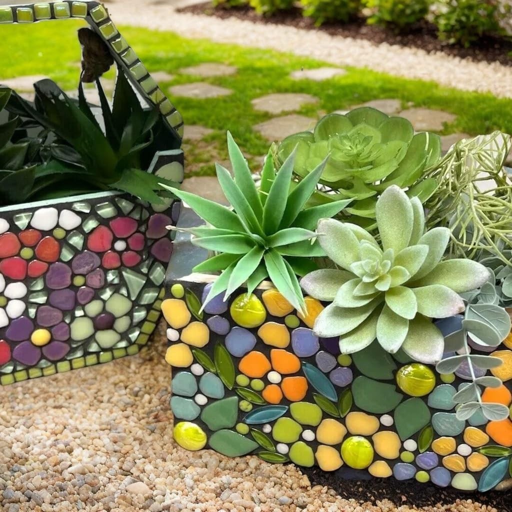 Handmade floral mosaic tiles, bulk pack, 1 lb of iridescent mosaic tile material