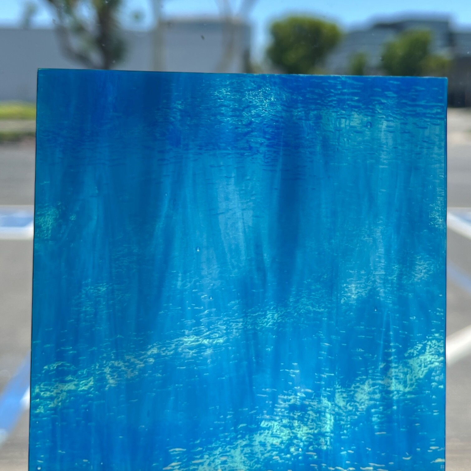 Wissmach COE 96-27 Crystal Reactive Blue Prisma Fusible Glass Sheet
