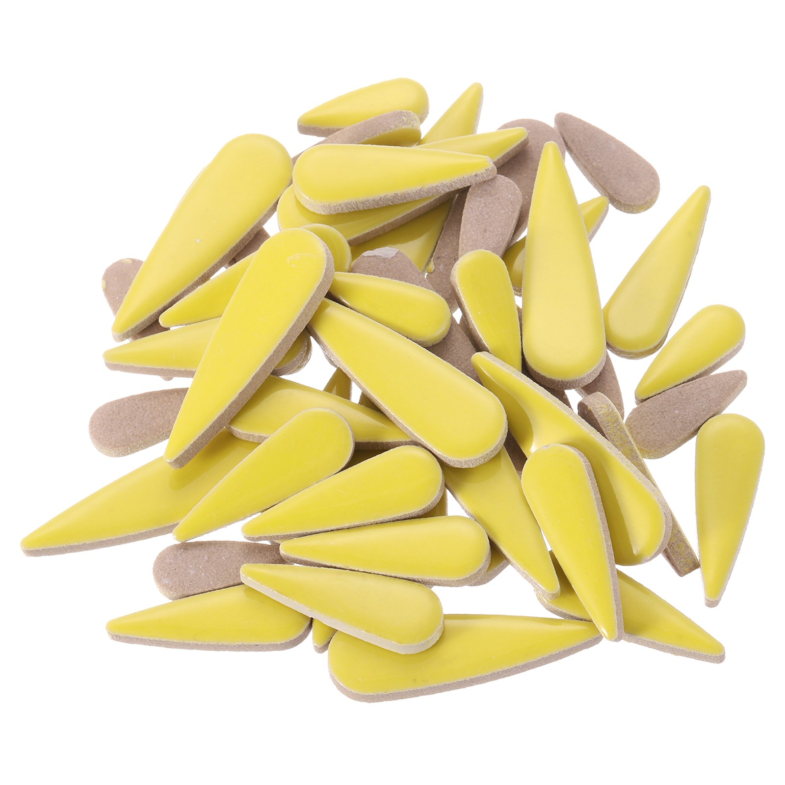 100g Petal Mosaic Tiles Glazed Ceramic Tiles Lemon Yellow