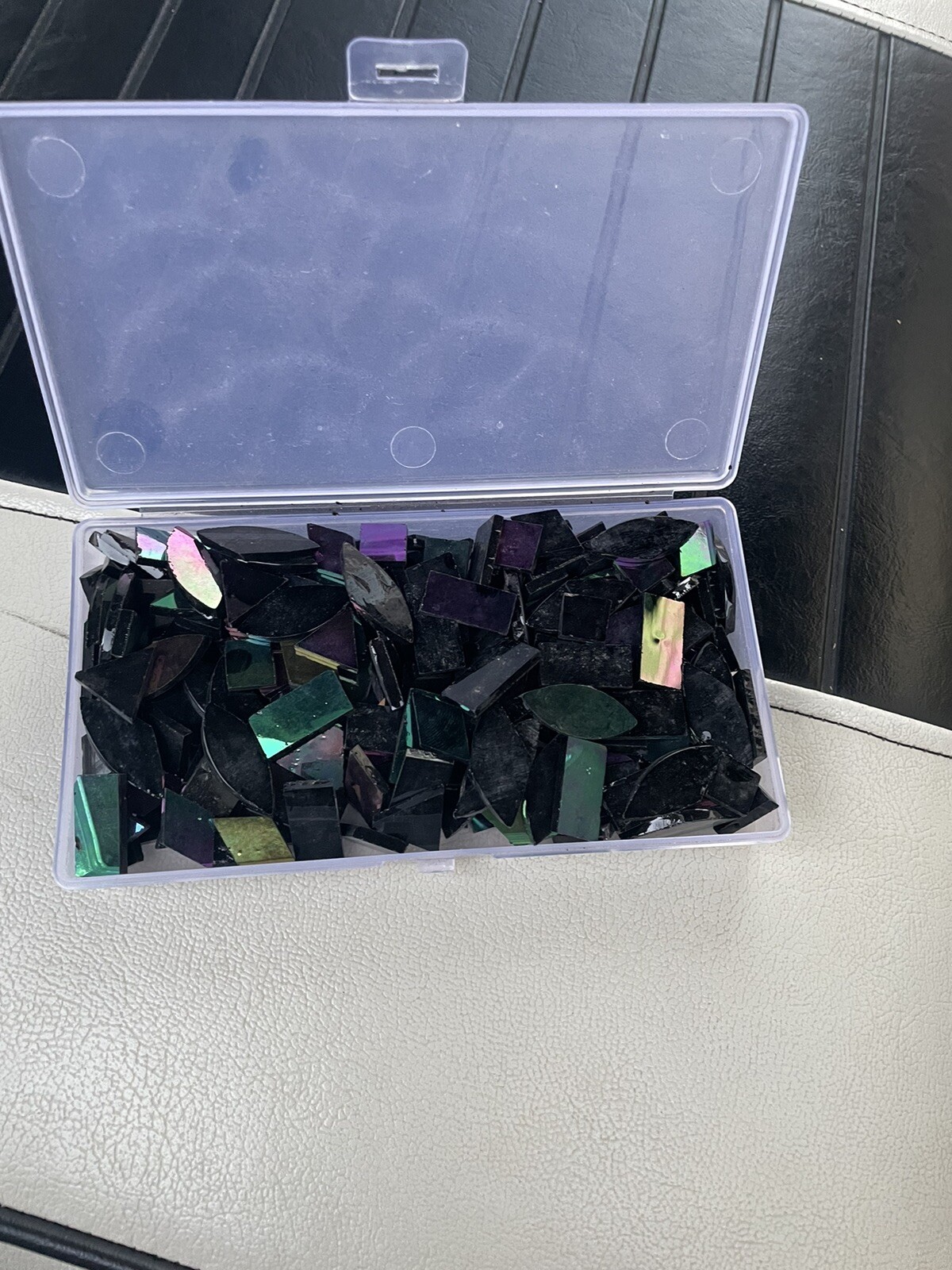 Small Box of Iridescent Glass Mosaic Tiles for Crafts, Precut Stained Glass