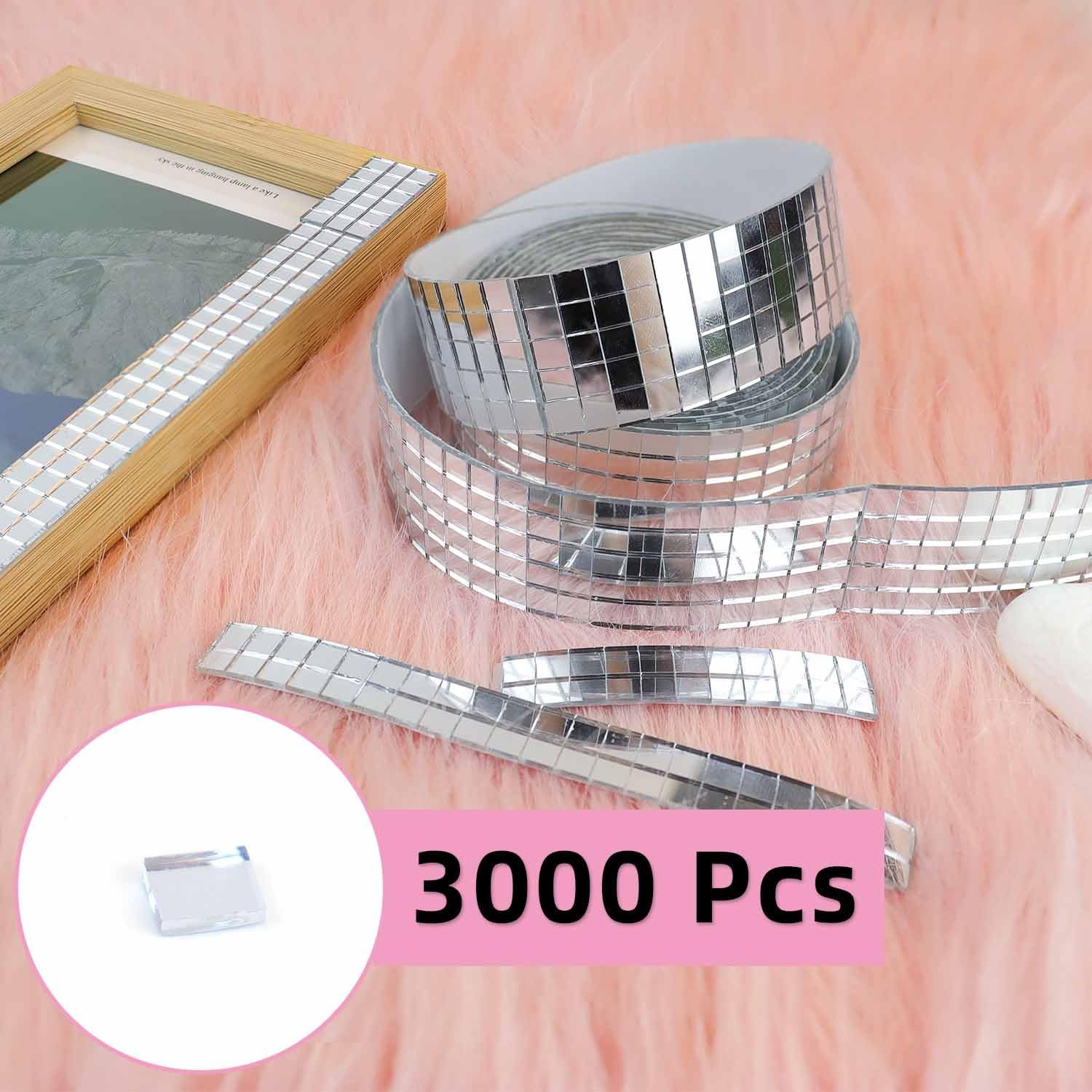 3000 Pieces Disco Ball Tiles Mirror 5 mm X 5 Mosaic Silver