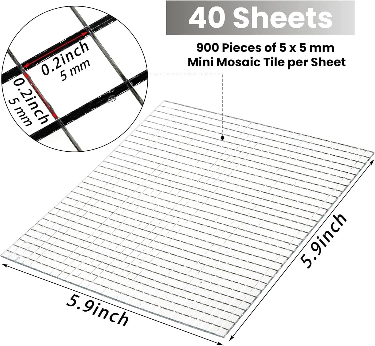 36000 Pieces Mirror Mosaic Tiles, 5 X 5 Mm Self Adhesive Mirror Stickers, Real G