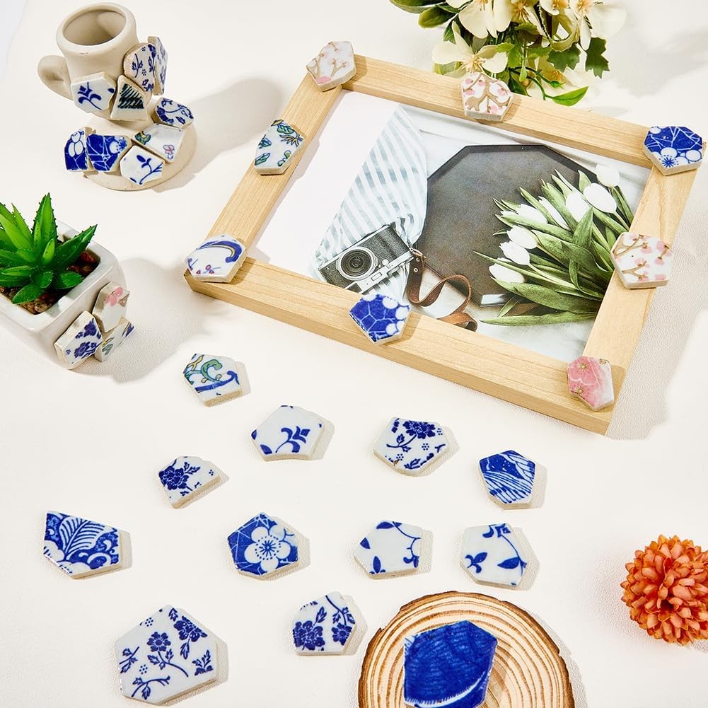 1 Box 200G Broken Porcelain Tiles Irregular China Mosaic Tiles Blue and White Po