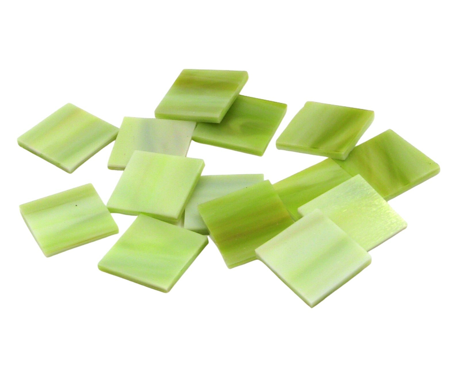 Amber Green White Squares | Fusible 96 | Cut Mosaic Glass Tile Shapes