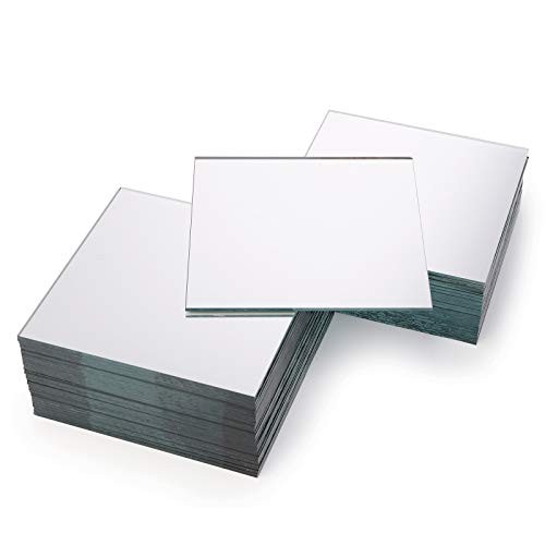 50 Pack Square Glass Mirror Tiles, 4×4 Inch Small Decorative Glass Mirror