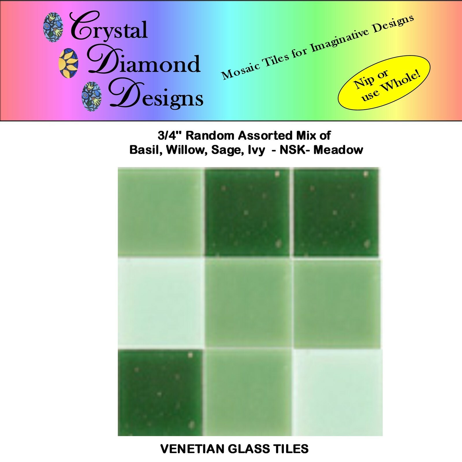 50 – 3/4″ Venetian Green Glass Mosaic Tiles for your Project (Pick you Group) #1