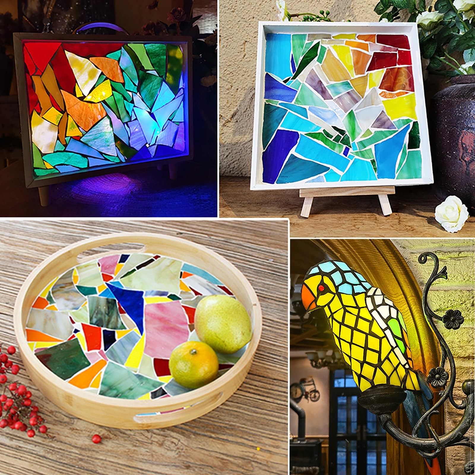 Nicunom 3.3 LB Irregular Stained Glass Scraps, Mosaic Glass Pieces Stained Mo…