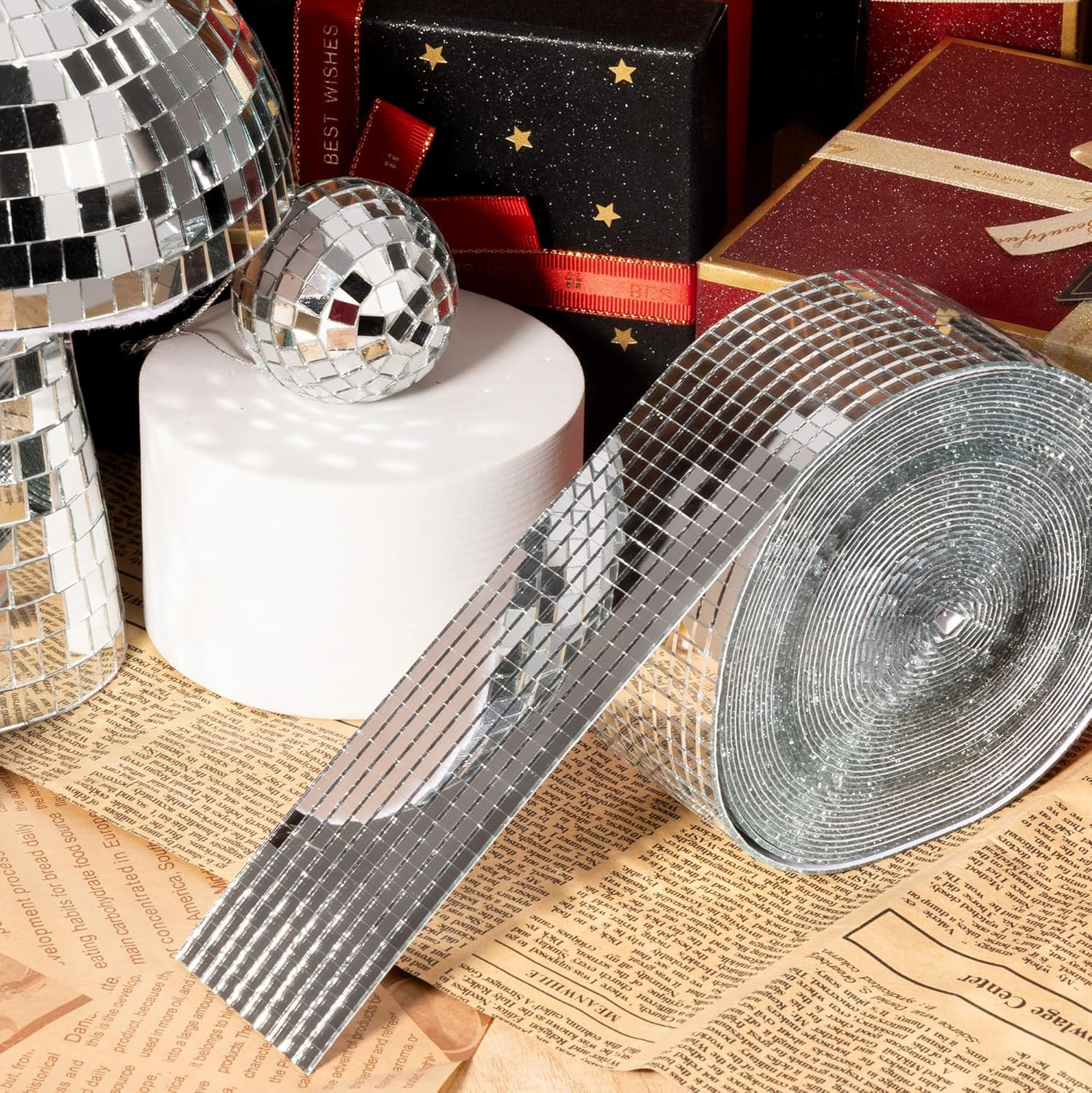 16000 PCS Disco Ball Tiles – 1 Roll 5 X 5 Mm Self-Adhesive Glass Mirror Tiles fo