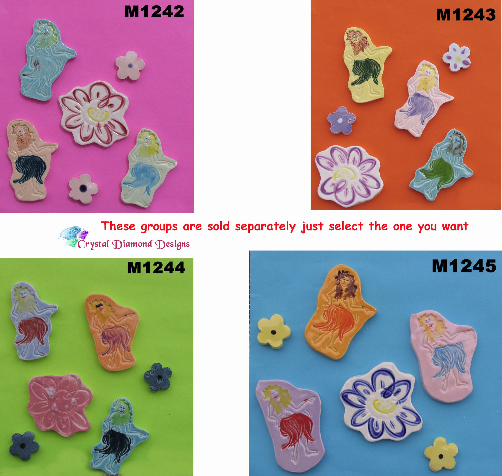 HAWAIIAN GIRL HANDMADE CERAMIC MOSAIC TILES
