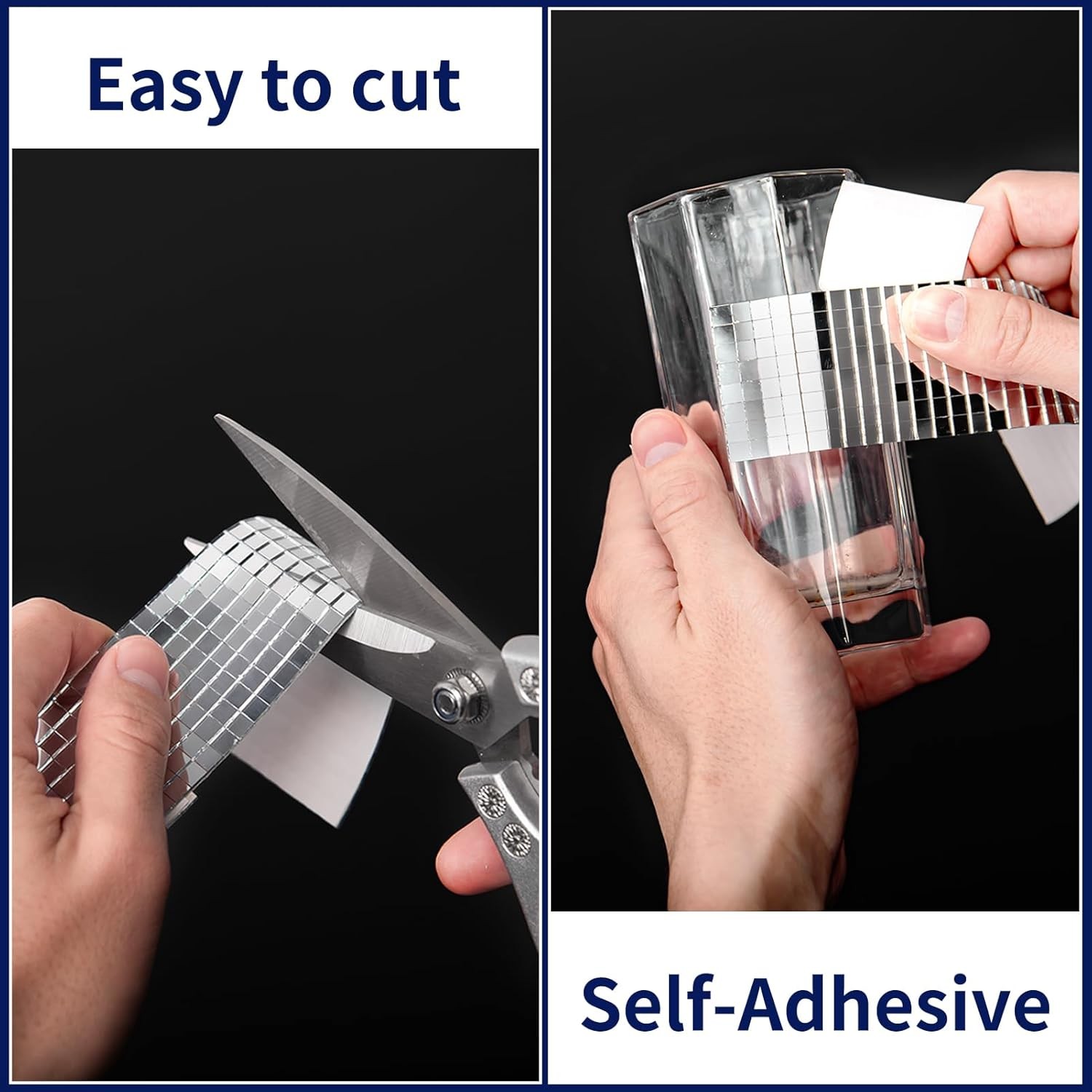 6 Pack Self-Adhesive Glass Mirror Mosaic Tiles 2364 Pieces Small Square Mirror T