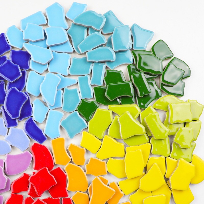 200g Ceramic Mosaic Bulk Tiles Kit Mixed Shapes Crafts Supplies for DIY Decor