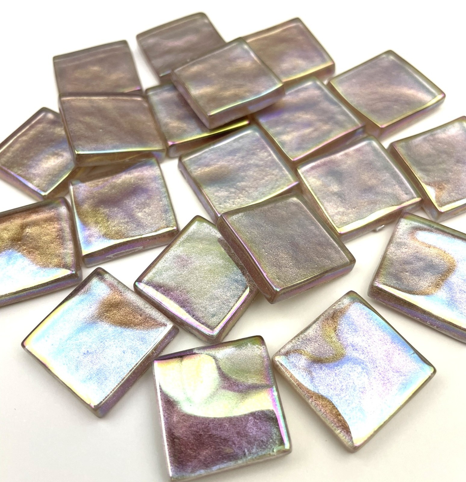 IRIDESCENT GOLDEN BERRY Metallic Glass Mosaic Tile Pieces – 3/4 inch – 20 Tiles