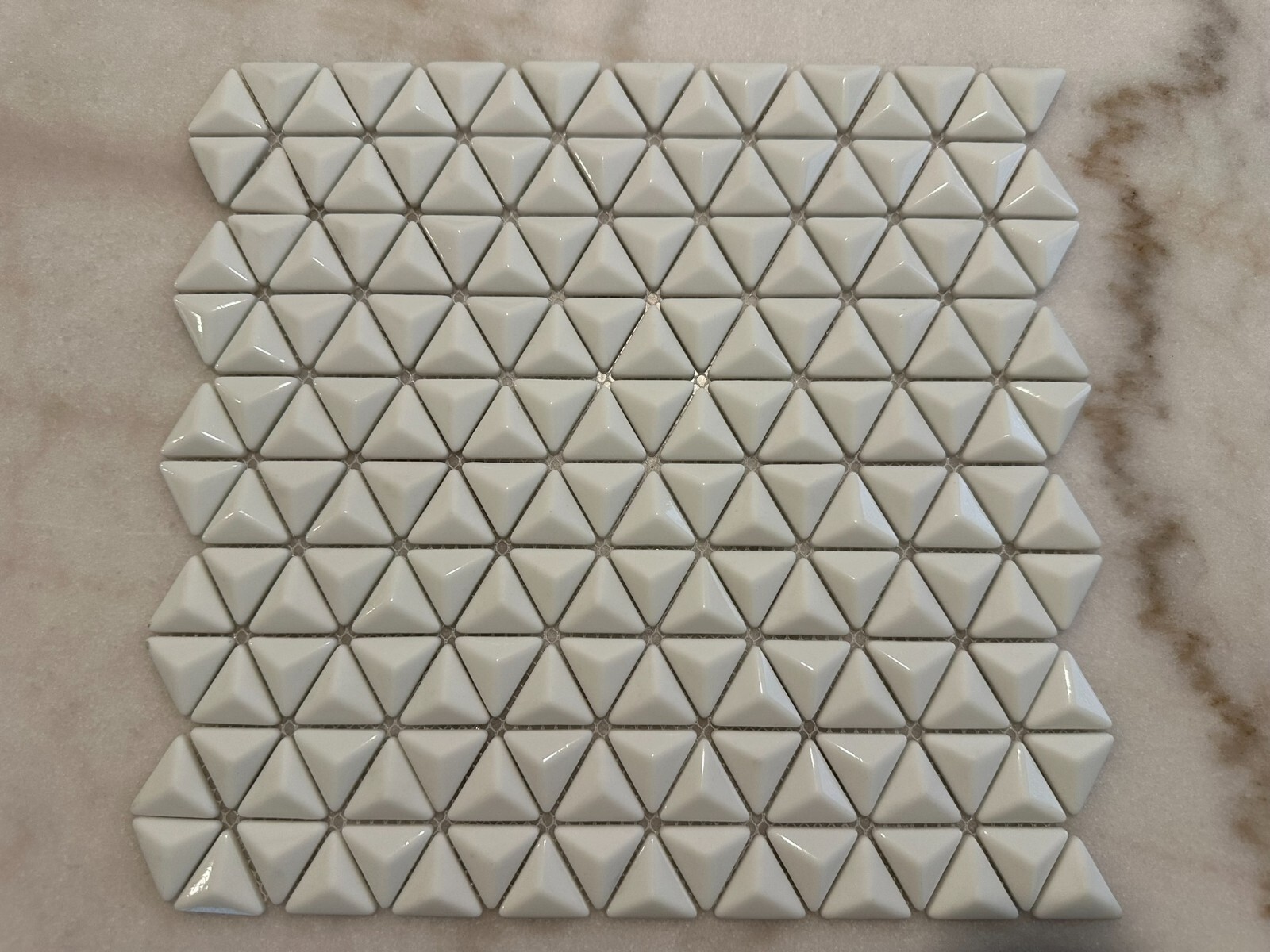 White 3D Triangle Matte and Glossy Mix Glass Mosaic