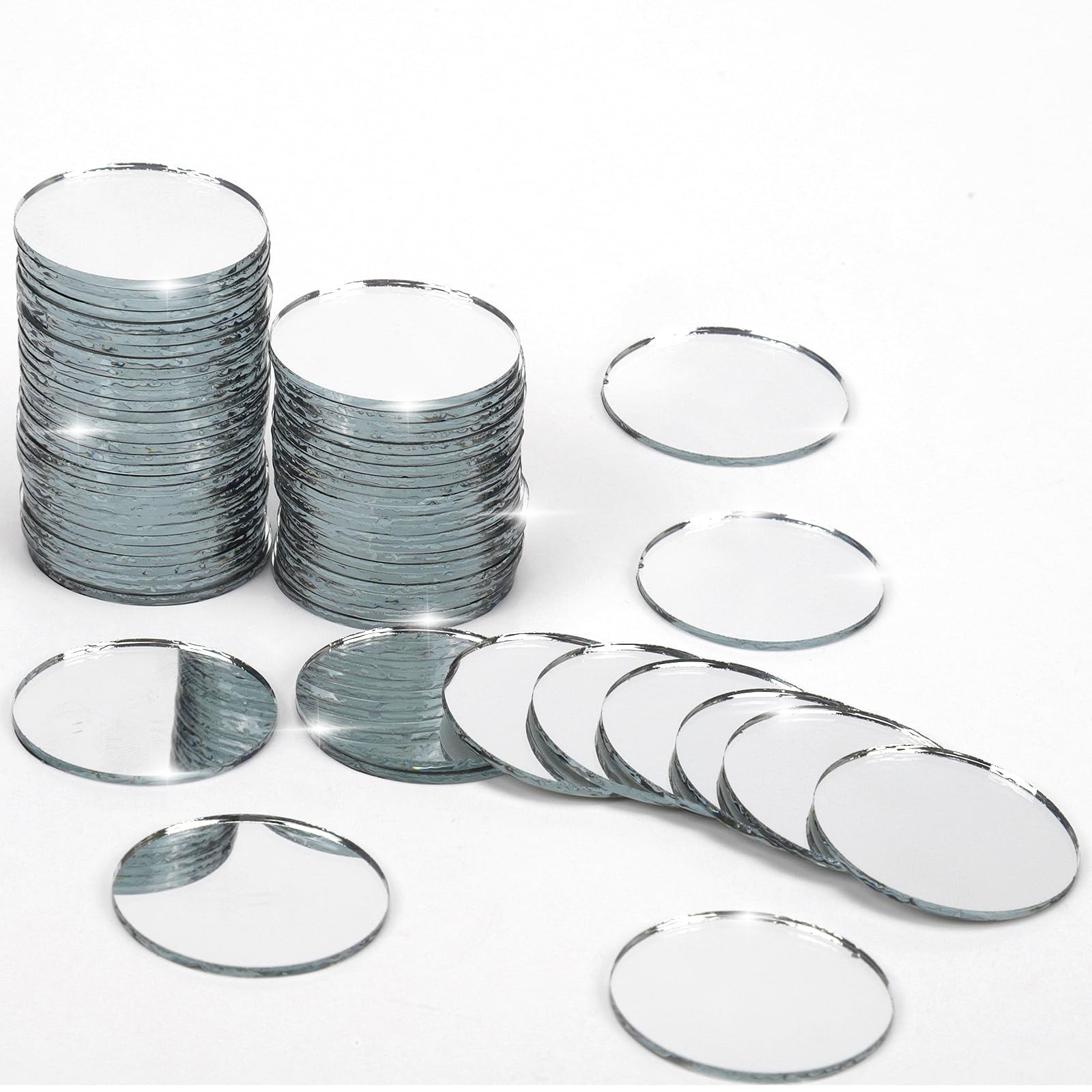 60 Pieces 2 Inch Small Circle Craft Mirror Mini Mosaic Mirror