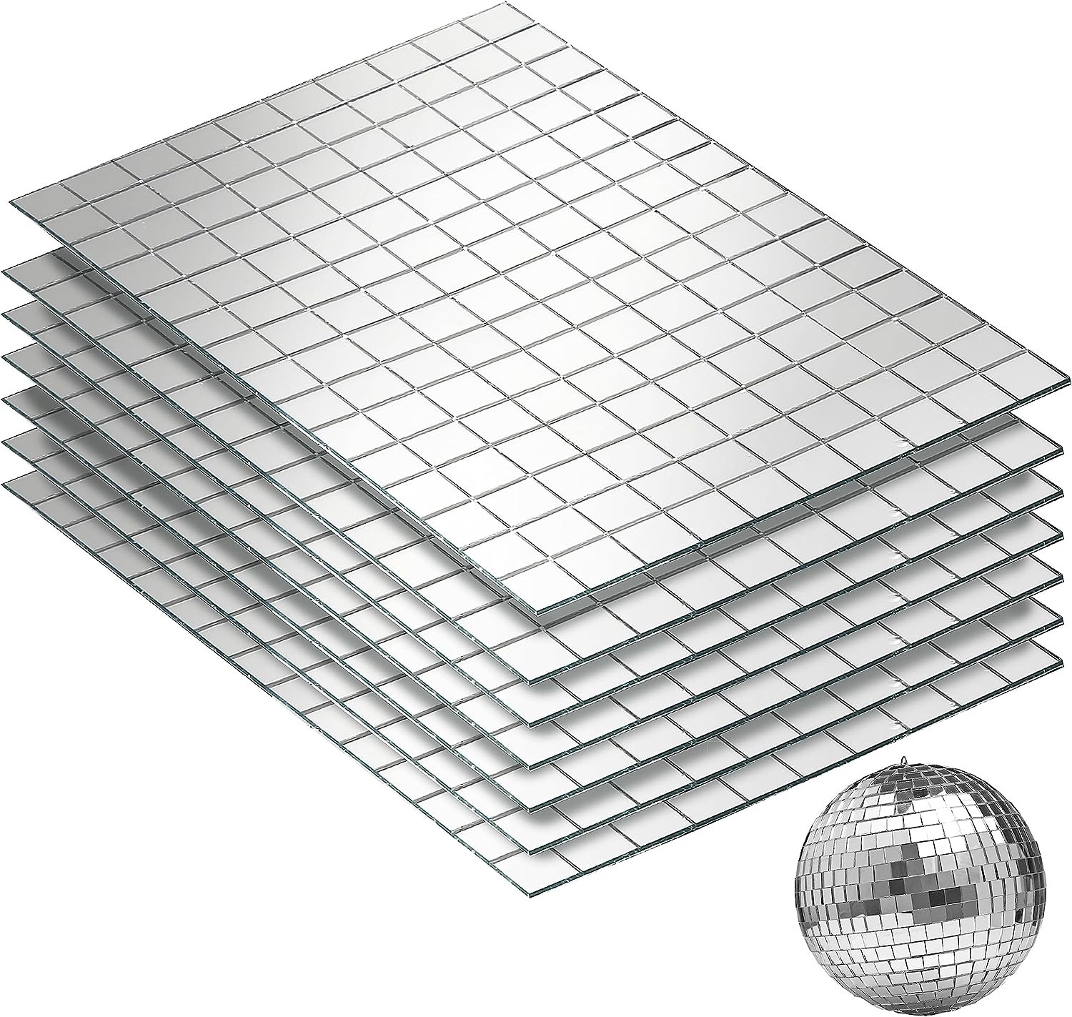 1050 PCS Disco Ball Tiles, 10 X 10 Mm Self-Adhesive Disco Tapes for DIY Craft De