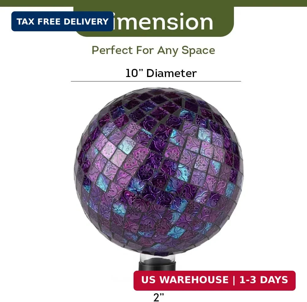 Lily’s Home Colorful Mosaic Glass Gazing Ball, Designed with a Stunning Holograp