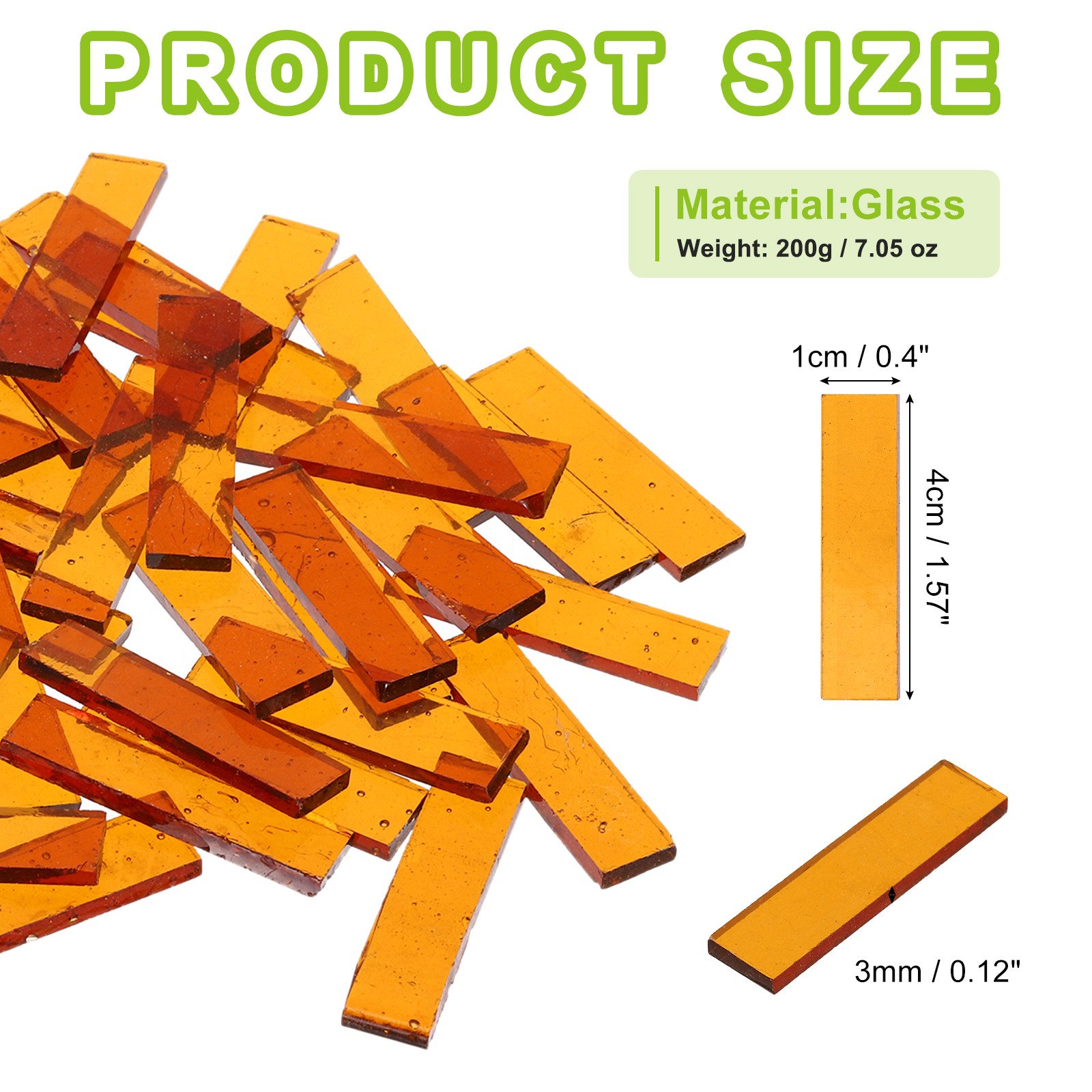 200g/7.05 oz Stained Glass Strip Transparent Brown Mosaic Tiles