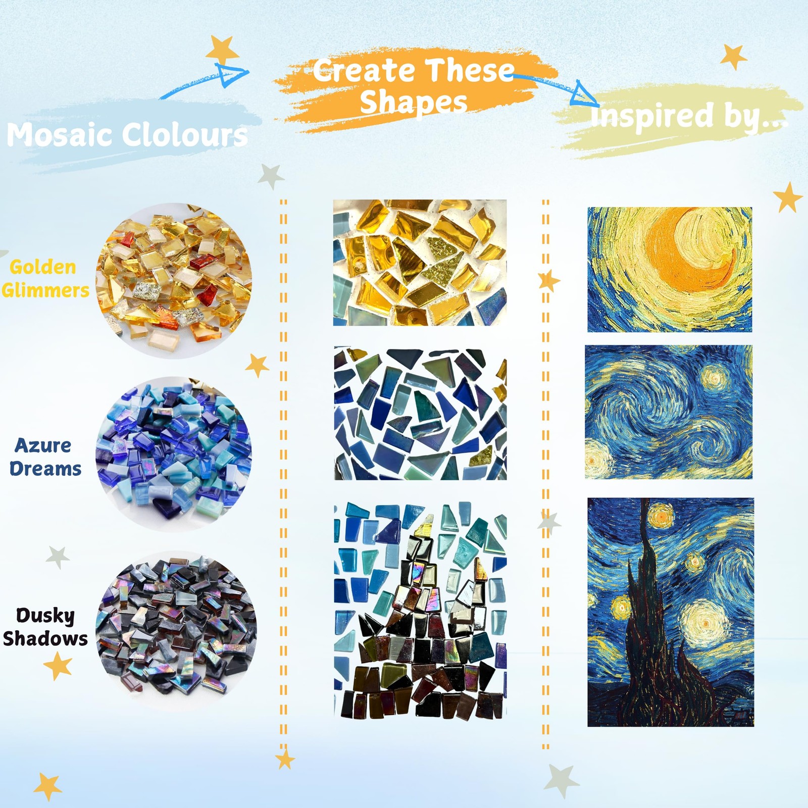 Starry Night Style Mosaic Kits for Adults-DIY Flower Pot Arts and Crafts Kits Mi