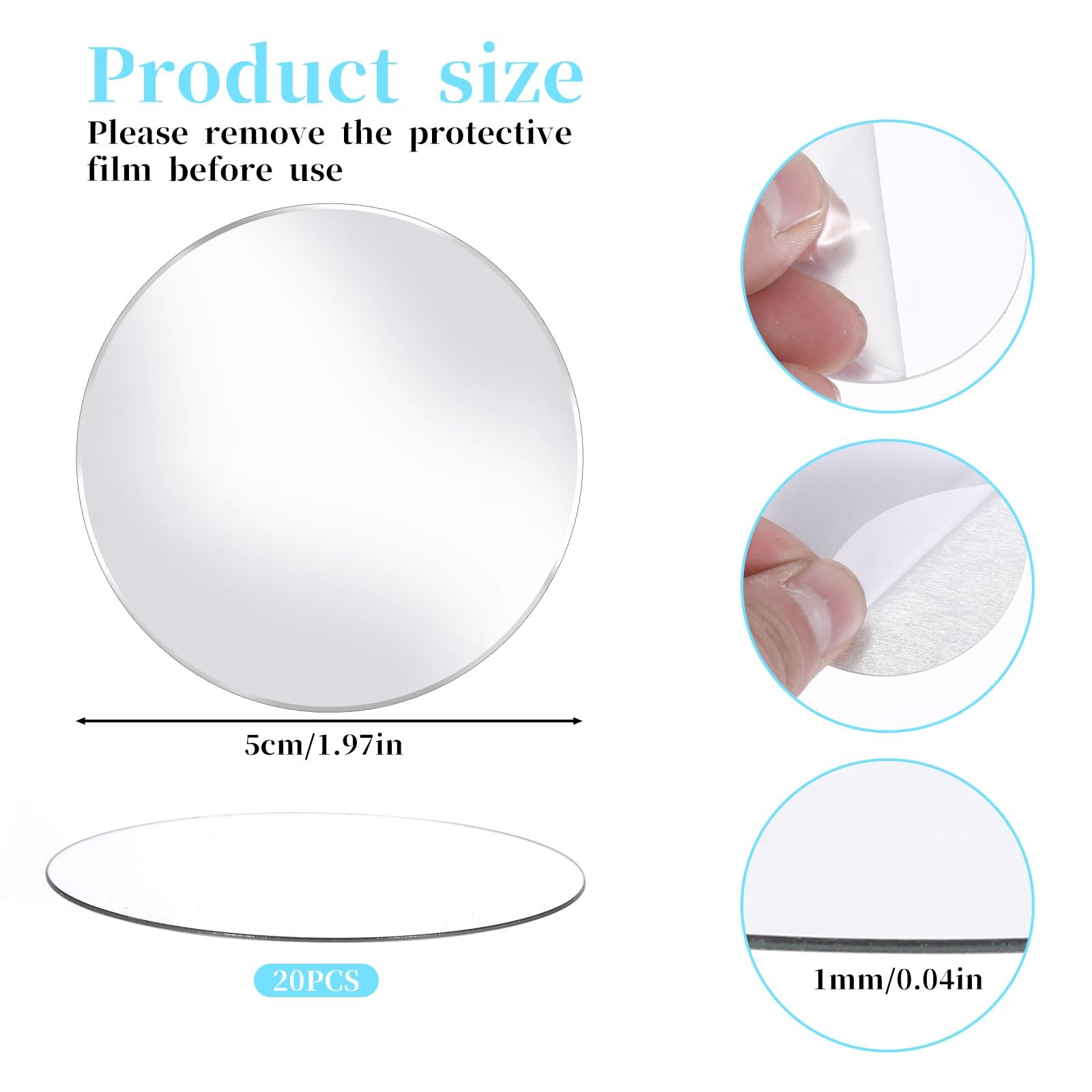 Mini Size Acrylic Round Mirror Adhesive Small Round Mirror Circles Craft Mirror
